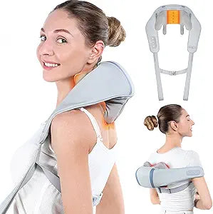 Wireless Neck and Shoulder Massager with Heat, 4D Deep Kneading Neck Shoulder Massager for Pain, Wireless Shiatsu Back Massager Pillow