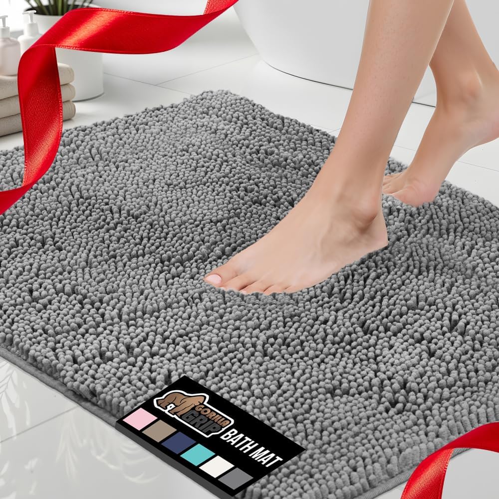 Lunexi GRIP Bath Rug Mat, Thick Soft Absorbent Chenille, Quick Dry Microfiber Mats, Rubber Backing Washable Shower Floor Rugs, Bathmat Runner,Bathroom Home Decor Accessories