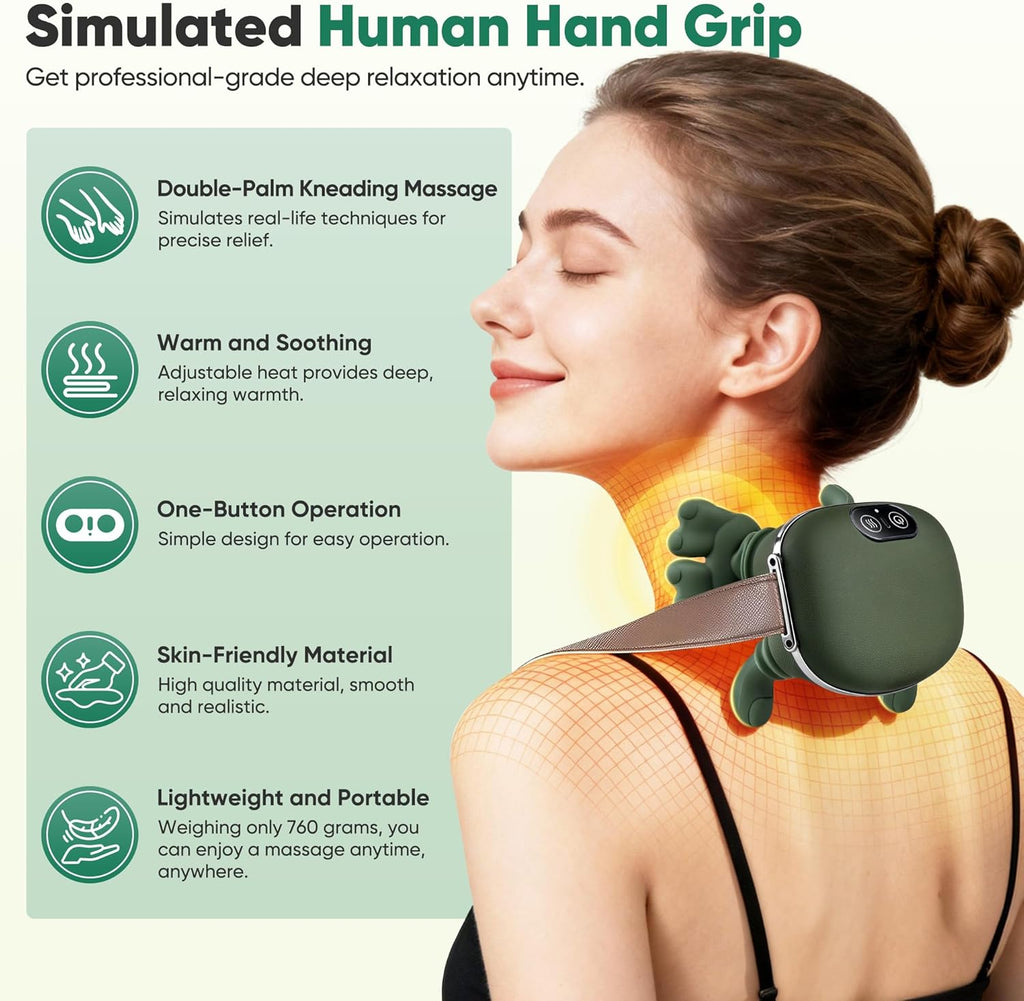 Neck Massager with Heat for Pain Relief deep Tissue,Shoulder & Back Massager,masajeador de espalda y Cuello shiatsu Neck and Back Massager